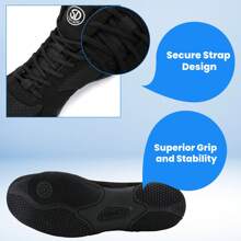 Men's Wrestling Shoes With Lightweight,Sdtdid Boxing Shoes Made Of Micro Suede For Gym,Powerlifting,Bodybuilding,Training Etc. - Black - View 4