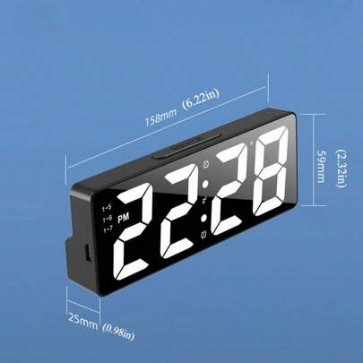 YSER 1pc LED Mirror Desk Clock, Digital Alarm Clock Displaying Time & Temperature, Desk Electronic Clock With Colorful Lights, White Light Time Display, Nightlight, USB Desk Clock, Home Decor, Smart Clock, Bedroom Furniture, Office Desk Clock, Household Essential, Home Decor, Room Decor Gift, Birthday Graduation Digital Clock, Bedroom Decor, Dorm Decor, Back To School Decor, School Surprise, Study Supplies