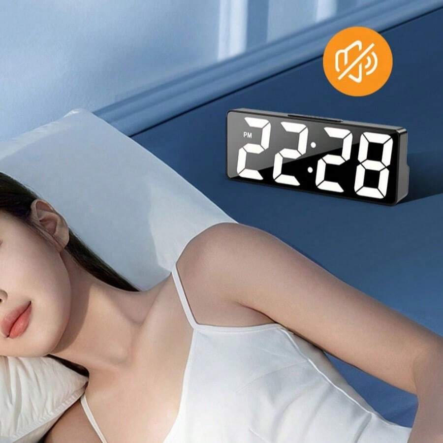 RAF 1 LED Mirror Desktop Alarm Clock, Digital Alarm Clock, Display Time And Temperature, Desktop Electronic Desk Clock Color Light White Light Display Time Night Light Desktop USB Alarm Clock Home Decoration Smart Clock Bedroom Furniture Office Desk Clock A Must-Have For Famil0ies,Home Decor ,Room Decor Gifts Birthday Graduation Digital Clock Bedroom Decor Dormitory Decor Back To School School Decor School Surprise School Supplies