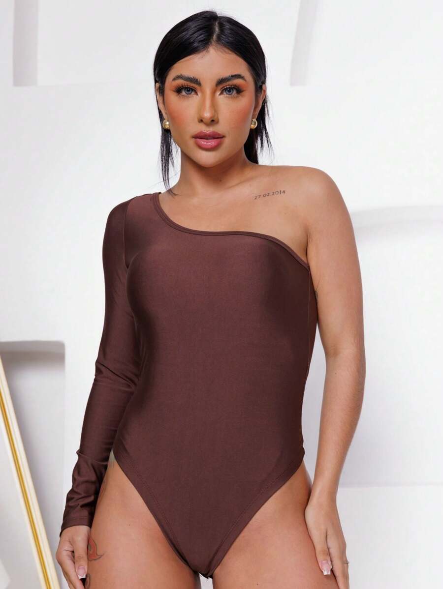 LONG SLEEVE MULE BODYSUIT - Chocolate Brown - View 1