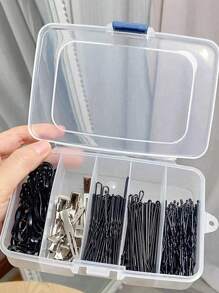 1 pieza Caja de almacenamiento con 5/6/10/15 compartimentos, plato de maquillaje, caja de almacenamiento para herramientas de pelo, caja dividida portátil con botón a presión, caja de almacenamiento de cosméticos de plástico, apta para cosméticos, horquillas, tocados, fiesta de revelación de género, perfecta para cumpleaños, bodas, fiestas, el regalo perfecto para colegas, amigos y familiares, de vuelta a la escuela