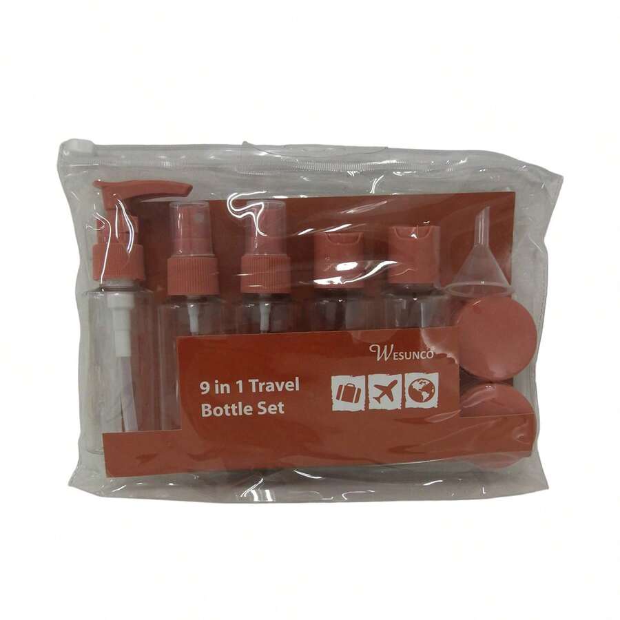 9 Piece Travel Bottle Kit Shampoo Cream Holder - trái cam - Xem 1