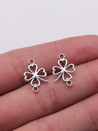 40 piezas/bolsa Conector de trébol hueco de 11x16mm para fabricación de pendientes, collares, pulseras, llaveros, joyería DIY
