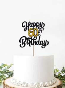 闪亮黑金亮片蛋糕装饰，适用于13/18/21/30/40/50/60/70岁生日派对装饰，优雅里程碑周年纪念蛋糕装饰 - 黑金色 - 查看 9
