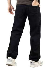 Baggy Jeans Wide Leg Skater Style Carpenter Streetwear Premium Stylish Light Blue Jeans - 黑色 - 查看 3