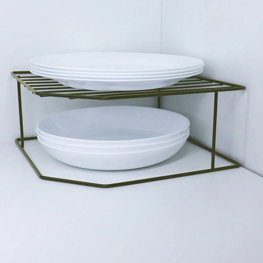 Dish Rack Cabinet Organizer Dish Rack 2 Tiers Wire Kitchen Steel - 黑色 - 查看 1