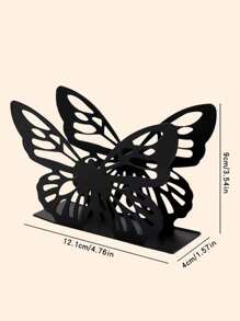 1pc Hollow Flower Design Tissue Box Holder, Stainless Steel Iron Tissue Paper Dispenser For Kitchen Countertop, Christmas Snowflake And Butterfly Pattern Tabletop Tissue Box Stand For Home, Kitchen, Dining Room, Party - Black - View 6