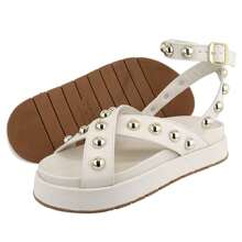 New Polka Dot Flatform Papete Sandal - White - View 2