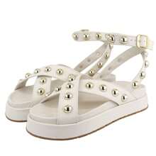 New Polka Dot Flatform Papete Sandal - White - View 4