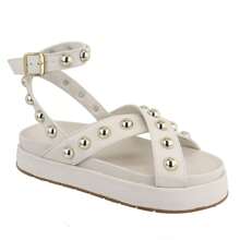 New Polka Dot Flatform Papete Sandal - White - View 1