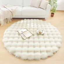 1pc Plush Soft Comfortable Circular Solid Color Rug, Cozy Fluffy Carpet Suitable For Bedroom, Living Room, Sofa, Vanity Area And More Gifts Birthday Graduation