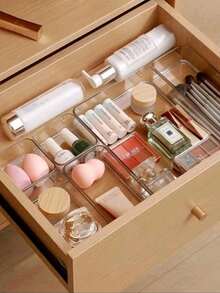 1/4 piezas Caja de almacenamiento de cajón transparente versátil, organizador de cosméticos transparente multifuncional y elegante para maquillaje, joyas y accesorios, perfecto para uso en el hogar, la oficina y los viajes, regalo ideal para cumpleaños, fiestas y ocasiones especiales, mantenga su espacio ordenado y ordenado con esta elegante solución de almacenamiento - transparente - Ver 7