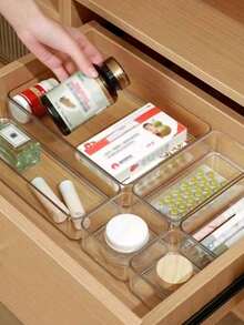 1/4 piezas Caja de almacenamiento de cajón transparente versátil, organizador de cosméticos transparente multifuncional y elegante para maquillaje, joyas y accesorios, perfecto para uso en el hogar, la oficina y los viajes, regalo ideal para cumpleaños, fiestas y ocasiones especiales, mantenga su espacio ordenado y ordenado con esta elegante solución de almacenamiento - transparente - Ver 3