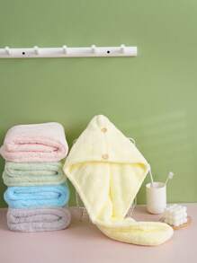 1 chiếc khăn lau tóc bằng polyester, màu trơn tối giản, mũ trùm tóc mềm mại thấm hút nhanh khô, thích hợp cho phụ nữ, lý tưởng để tẩy trang, dùng cho phòng tắm, phòng khách, sử dụng cho mọi mùa - Nhiều màu - Xem 3