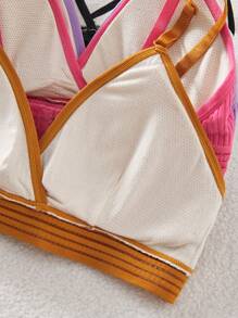 6pcs Women's Simple Seamless Wireless Comfortable Lingerie Bra, Fluorescent Colors - Multicolor - View 7