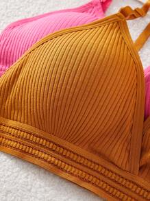 6pcs Women's Simple Seamless Wireless Comfortable Lingerie Bra, Fluorescent Colors - Multicolor - View 5