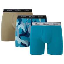Hanes Originals Men's Boxer Briefs, Stretch Cotton Moisture-Wicking Underwear, Modern Fit Low Rise, 3-Pack, Regular Leg-Blue Camo/Khaki-3 Pack - Multicolor - View 1