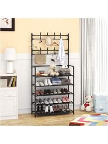 Zapatero para armario DE 5 NIVELES Y 4 NIVELES ,organizador de zapatos con sombrero, perchero, estante de entrada para almacenamiento - Negro - Ver 6