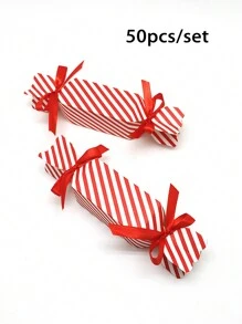 5/10/50pcs Christmas Red Striped Candy Favor Boxes Gift Boxes Party Supplies Wedding Decorations Christmas Decorations Christmas Decor Christmas Gifts Christmas Wrapping Paper  Christmas Party Supplies Christmas Gift Bags Christmas Bags Christmas Stickers