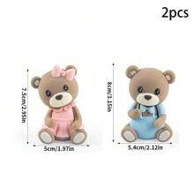 1/2 件可爱泰迪熊蛋糕装饰饰品，软橡胶娃娃装饰 - 彩色 - 查看 10