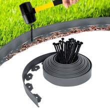 Froadp Froadp Borde de césped de plástico flexible de 10 m, límite de macizo de flores de plástico PP, borde de jardín con 30 estacas de fijación, 5 cm de altura para jardín