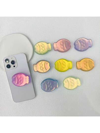 1 Stück Handyairbag-Halterung, Nische 3D-Laser Kleine Fisch Handyairbag-Halterung, süßer und farbenfroher Laser-Rückzugs-Ring-Schnallenthalter kompatibel mit iPhone, Android-Smartphone, Geschenk zum Geburtstag, für Familie und Freunde, Push-Pull-Handyhalterung, Handyhalter, Handyzubehör