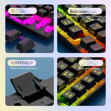 87-Key Rainbow Backlit Mechanical Feeling Wired Keyboard With Floating Keycaps For Gaming - Black - View 4