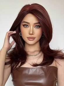 Glamorous Red Wine Wavy Wig - Heat-Resistant Synthetic Hair For Halloween Parties,Christmas Festival Wedding And Cosplay