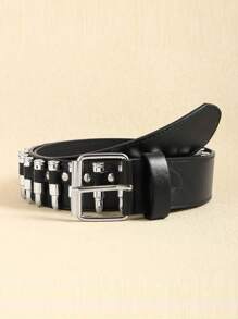 1pc Punk Style Rivet, Bullet, Star Decorated Denim Belt, 5 Colors Available Halloween Summer, School Fall, Autumn, Halloween - Punk Belt - View 4