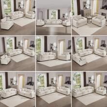 Corduroy Loveseat Couch,Modern 2 Seater Cloud Couches For Living Room,Modular Sectional Cloud Sofas With Deep Seat,Large Love Seat For Small Spaces,Apartment,Office. (Beige, 2 Seater) - 米色 - 查看 8