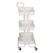 3-Tier Rolling Craft Cart With Handle, White - White - View 6