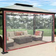 Brown Rainproof Transparent Awning Tarp Plastic Porch Screen Deck Cover - - 1 - View 2