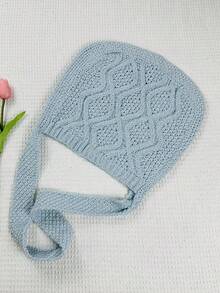 Women's Solid Color Simple Daily Crochet Shoulder Bag With Minimalist Floral Pattern - Baby Blue - View 2