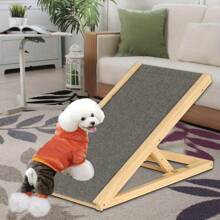Wooden Pet Ramp Dog Ramp Pet Puppy Adjustable Solid Wooden Ramp Dog Ramp For Sofa Bed With Non-Slip Carpet Pets Ladder For Travel (L70cm X W35cm X H30/40cm) - Variant1 - View 3