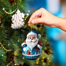 1 pièce Pendentif créatif de Père Noël de Noël, décoration de voiture intérieure plate en acrylique à suspendre - cadeau parfait pour la décoration de la maison et du bureau