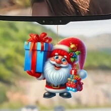 1 pièce Pendentif créatif de Père Noël de Noël, décoration de voiture intérieure plate en acrylique à suspendre - cadeau parfait pour la décoration de la maison et du bureau