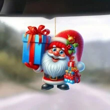 1 pièce Pendentif créatif de Père Noël de Noël, décoration de voiture intérieure plate en acrylique à suspendre - cadeau parfait pour la décoration de la maison et du bureau
