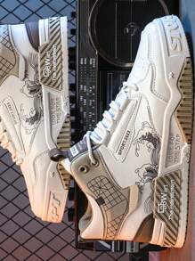 1双高帮男鞋 2024新款百搭增白小白鞋休闲运动鞋 - 米色 - 查看 9