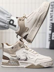 1双高帮男鞋 2024新款百搭增白小白鞋休闲运动鞋 - 米色 - 查看 6