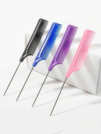 4pcs/1pc Colored Steel Tail Comb For Women, Anti-Static Styling Comb Suitable For Salon And Home Use Pink Accessories ,Comb Hair ,Hair Styling Tools
