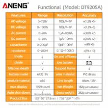 ANENG DT9205A-12 1999 Đếm Đồng hồ vạn năng kỹ thuật số Máy kiểm tra điện áp dòng điện AC Đồng hồ kiểm tra điện Đồng hồ vạn năng tương tự chuyên nghiệp - Nhiều màu - Xem 12