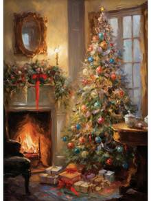 1 szt. Vintage Christmas Santa Portret Choinka Jeleń Zima Bałwan Sztuka Plakaty Płótno Malowanie Wydruki Ścienne Zdjęcia Wystrój Domu Bez Ramki, Dekoracje Świąteczne, Prezent Świąteczny