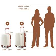 Imiomo Luggage Set Expandable Luggage Hard Carry-On Luggage USB Port Cup Holder TSA Lock Suitcase Travel Suitcase Suitcases Suit Case Durable Travel Luggage Waterproof - 米色 - 查看 8