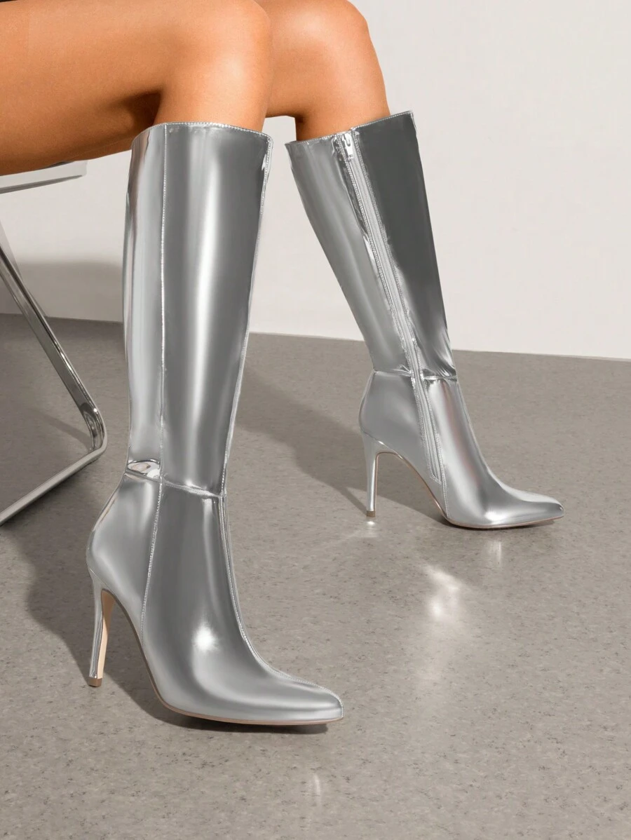 Women's Knee-High Boots, Pointed Toe Stiletto Boots For Women, Comfortable All-Day Wear For Dating And Party