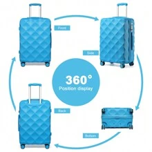 Ultralight ABS+PC Hard Case Bumpy Diamond Carry-On Suitcase With TSA Lock And 4 Spinner Wheels Available In 20" Cabin Size And 24" And 28" Check-In Sizes(1 Pc) - Blue - View 3