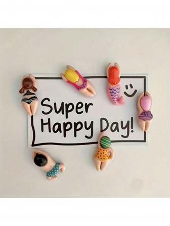 6pcs Cartoon Decorative Refrigerator Magnets, Cute Personalized Fridge Magnet For Kitchen, Office Whiteboard, Dishwasher Decoration, Home Decor Best Gifts Birthday Graduation