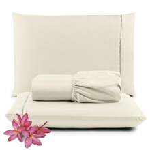 Single Bed Set Sheet 400 Thread Count 2 Pieces Palito Stitch Direct From Factory Promotion - 米色 - 查看 1