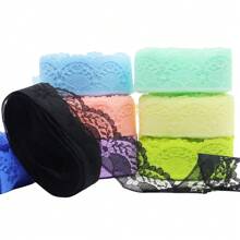 10M/Roll 4cm/1.57inch Colored Lace Trim Ribbon Fabric Handmade DIY Embroidery Sewing Clothing Valentine's Day Gift Packaging Party Home Christmas Decoration