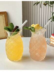 1pc High Borosilicate Glass Cup, Bar Internet Celebrity Pineapple Cocktail Glass, Luxury Embossed Cocktail Glass, Juice Glass, Mixing Glass, Suitable For Various Beverages Such As Fruit Juice And Milk - Multicolor - View 13