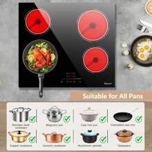 Disaenvir Ceramic Hob 4 Burners, Built In Electric Hob 6000W With Slide & Touch Control, 4 Zone Cooktop With Lock & Timer Control, 220-240V, No Plug - Black - View 3